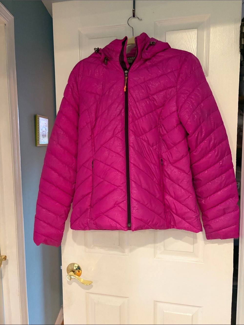 Bright Pink Quilted Hooded Jacket